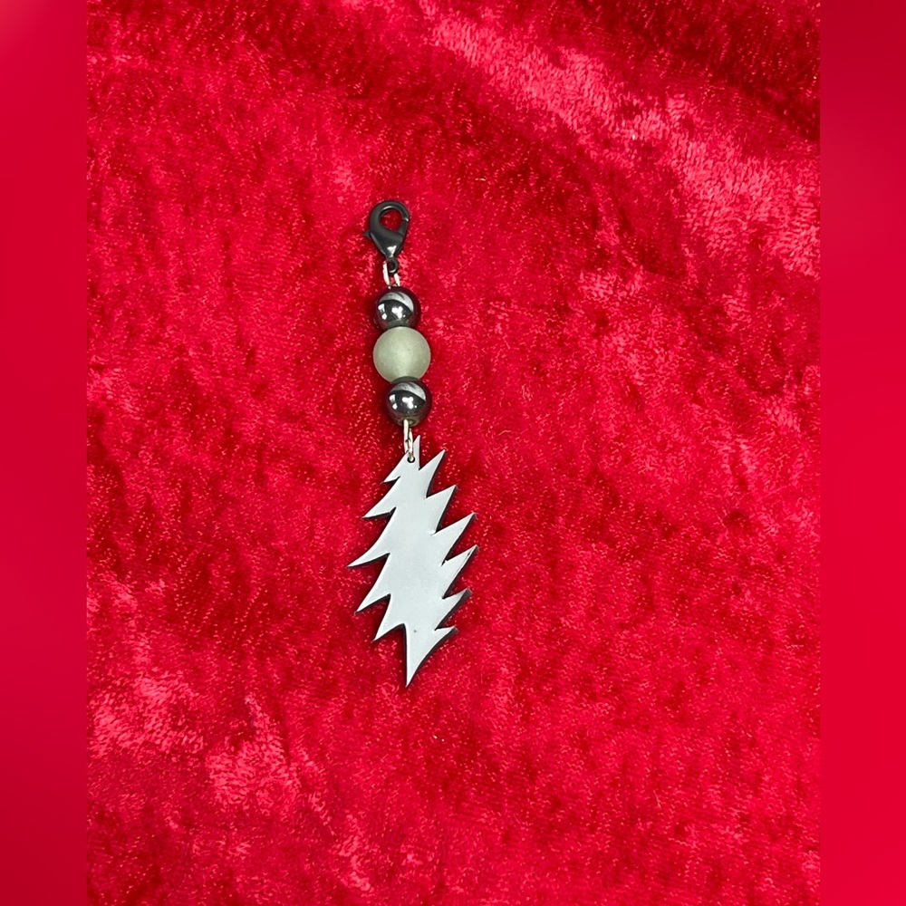 Grateful Dead lightning bolt 13 points zipper pull silver - Picture 3 of 4